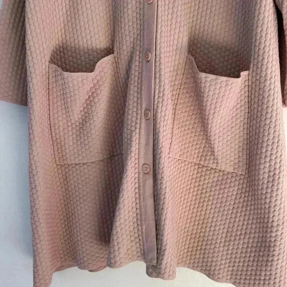 Cos Textured Dot Flowy Button Down Knit Crew Neck… - image 6